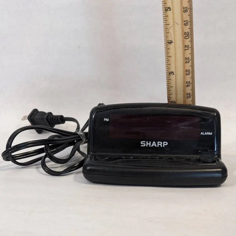 Sharp SPC026 Digital Alarm Clock Black Red LED Display Electric Battery Backup